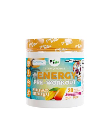 Pre-Workout, sabor Sunset Mango, 280 gramos - Protella.