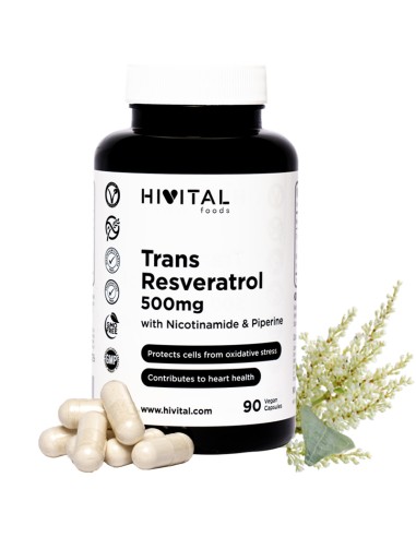 Resveratrol 500mg, 90 Cápsulas - Hivital.