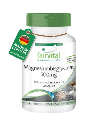 Magnesio Bisglicinato 500mg, 90 cápsulas - Fairvital.