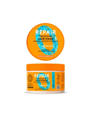 Mascarilla capilar, Reparadora con Queratina, 300ml - Oblepikha.