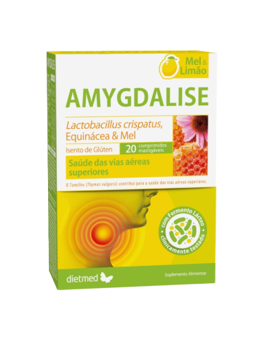 Amygdalise, sabor limón, 20 comprimidos masticables - Dietmed.