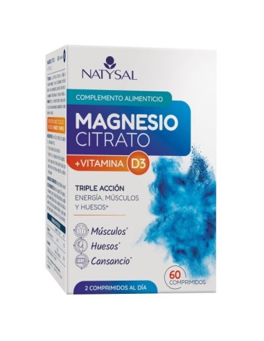 Citrato de magnesio con vitamina D3, 60 comprimidos - Natysal.