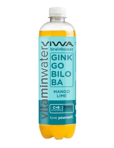 Agua vitaminada, Ginkgo biloba, sabor mango y lima, 600ml - Viwa.