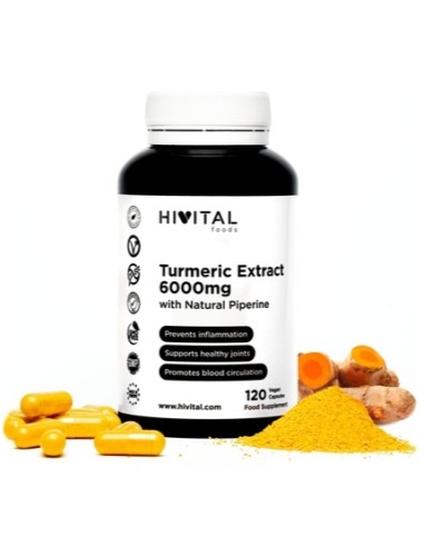 Cúrcuma, 6000mg, 120 cápsulas - Hivital.
