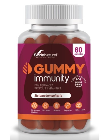 Gummy, Immunity, sabor frambuesa, 60 gummies - Soria Natural