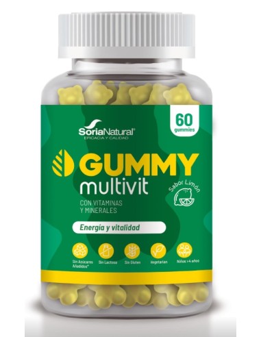 Gummy, Multivit, sabor Limón, 60 gummies - Soria Natural