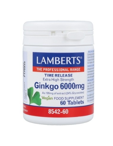 Ginkgo Biloba, 6000mg, 60 tabletas - Lamberts.