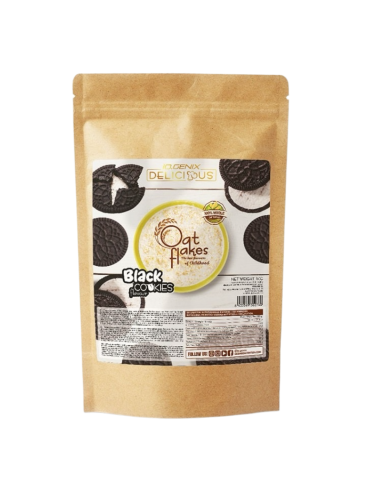 Copos de avena, sabor Black Cookies, 1Kg - Iogenix.