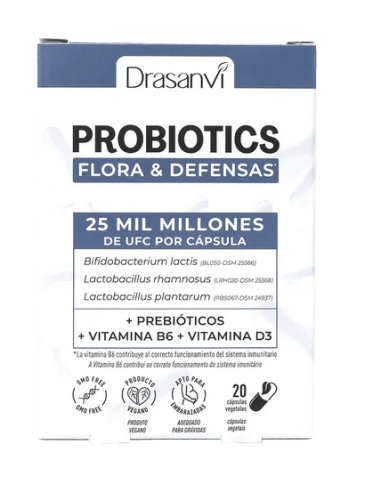 Probiotics, Flora & Defensas, 20 cápsulas vegetales - Drasanvi