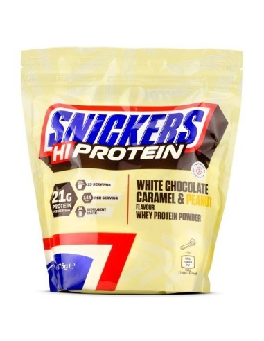Proteína Whey, sabor Snickers Chocolate blanco, 875 gramos.