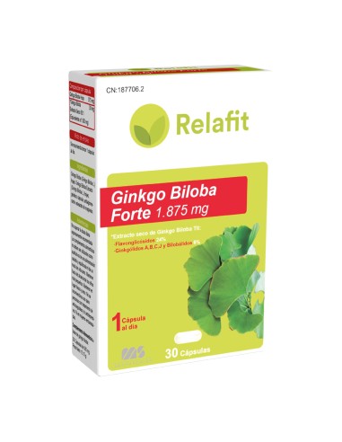 Ginkgo Biloba, 8.500mg, 30 cápsulas - Relafit.