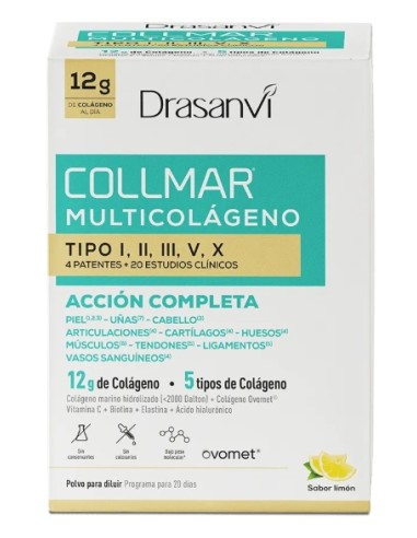 Collmar Multicolágeno (I, II, III, V, X) 260 g, sabor Limón - Drasanvi