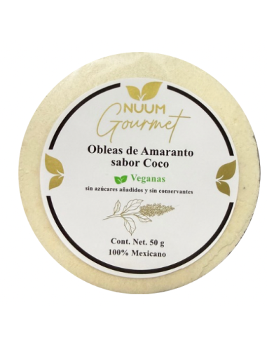 Obleas de amaranto, sabor Coco, 50...